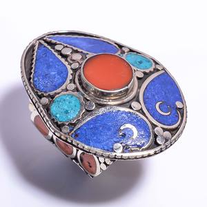 Proveedor de joyería al por mayor tibetano coral turquesa natural un tipo de mayorista de joyería proveedores de anillos hechos a mano - Product Image 3