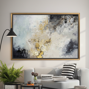 Gray and Gold Abstract Plaster Art: Modern Printed Canvas,GOLD <b>FRAMED</b> CANVAS - Product Image 3
