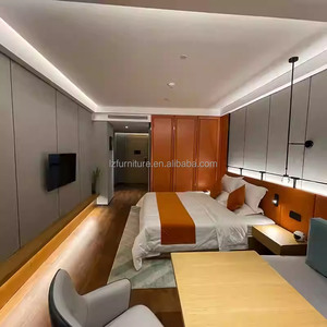 Affordable Commercial Hotel Apartment Bedroom Furniture Sets Durable Wooden Bed Frame With <b>TV</b> <b>Unit</b> & Workstation for Hospitality - Product Image 6