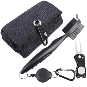 Dericsson 3 in 1 <b>Golf</b> Cleaner Set Microfiber <b>Golf</b> Towel + Double Sided <b>Golf</b> Club Brush + <b>Golf</b> Divot Repair Tool Custom Logo - Product Image 3