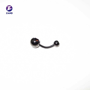Anneau de piercing banane en acier inoxydable pour enfant, double zircon, boule unie, pour nombril, calibre 14 - Product Image 5