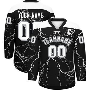 Jersey de Hockey sobre Hielo Personalizado, Manga Larga, Cuello en V, Sublimado, Absorbente de Humedad, Unisex, para Hombres, Mujeres, Jóvenes, Niños, Nombre del Equipo 00 - Product Image 1