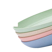 Assiettes en paille de blé de 9 pouces sans BPA durables, assiettes à salade incassables, ensemble d'assiettes en plastique réutilisables