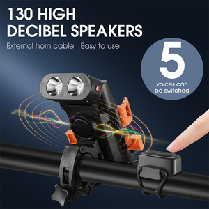 WEST BIKING - Soporte para Teléfono con Luz para Manillar de Bicicleta, Bocina, Banco de Energía, Lámpara LED Recargable por USB, Accesorios para Ciclismo - Product Image 5