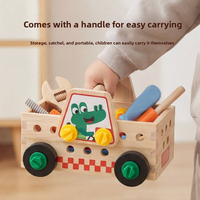 Banc d'outils en bois personnalisé pour enfants, ensemble de boîte à outils portable, jouet éducatif précoce, jeu de rôle de bricolage pour la fixation de vis, pour les jeunes enfants