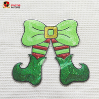 Nouveau personnalisé en gros arbre de noël grand paillettes paillettes broderie fer sur Patch patchs auto-adhésifs pour vêtements veste
