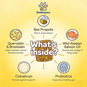 Integratori Masticabili per Cani contro Allergie e Prurito, con Colostro e Propoli + Probiotici, Supporto Quotidiano per Pelle Pruriginosa e Sistema Immunitario - Product Image 5