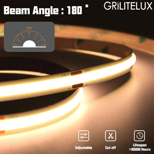 Tira de Luces LED COB de 24 V, 480 LED/m, 8 mm, 140 lm/W, Blanco Cálido/Blanco Neutro/Blanco Frío, Luz sin Puntos para Decoración de Gabinetes de Cocina y Hogar - Product Image 4