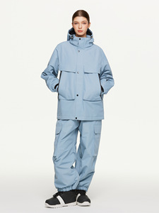 Femmes hommes hiver extérieur <span class=keywords><strong>Ski</strong></span> costume col montant coupe-vent imperméable solide motif fermeture à glissière transfrontalière nouveau Design - Product Image 2