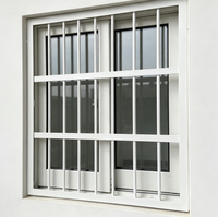 Ventana Corredera Horizontal de Alta Seguridad de Aleación de Aluminio, Doble Vidrio Templado, Marco Antirrobo con Rejillas Antirrobo para Casa