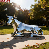 Escultura de Toro de Acero Inoxidable para Decoración de Jardín, Arte Geométrico Tallado, Color Personalizado, Tamaños Personalizados, Superventas