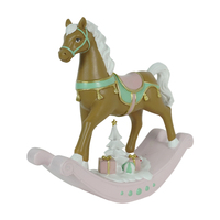 Nouveauté : Cheval brun musical LED écologique avec sapin de Noël, décoration de maison, ornement en résine