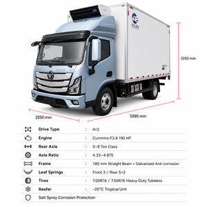 Camion frigorifique Foton pour la livraison de poulet congelé, camion frigorifique multi-usages 4x2 pour la livraison de nourriture en Amérique centrale - Product Image 2