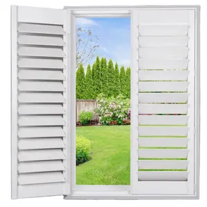 US Europe Australia Plantation Shutter Jalousie Window Shutters PVC Faux Wood With Aluminum Reinforced Blinds Shades Shutters