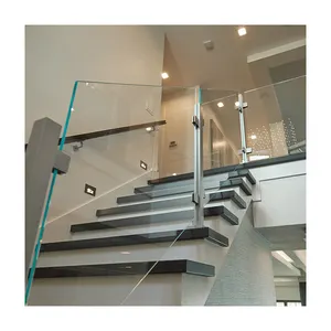 Modern Style Barandilla Indoor Stainless Steel Handrails Rooftop Glass Deck Railing For Household