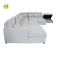 Canapé modulaire en forme de L pliable à tirette en peluche au design moderne avec rangement caché pour le salon de cinéma privé