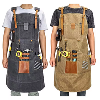 Tablier en toile cirée en coton noir à boucle réglable avec logo personnalisé pour électricien, outil de travail, fleuriste, jardin, tablier élégant