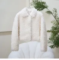 Nouvelle Veste Courte en Laine et Fourrure de Mouton Pure Couleur Slim à Boutons pour Femme 2026 JT603