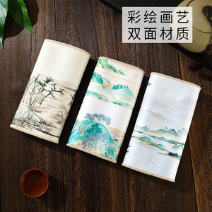 Serviette de thé chinoise traditionnelle en polaire corail 36x18cm, rectangulaire, absorbante, avec motif personnalisé - Product Image 4