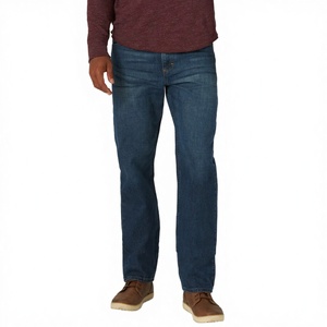 Jean vintage mi-lourd pour homme – Coupe droite extensible, denim décontracté léger pour le travail, finition délavée - Product Image 2