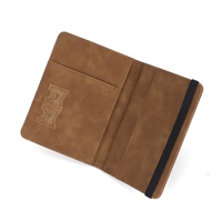 Porta Pasaportes de Cuero PU con Logotipo Personalizado, Ranuras para Tarjetas SIM, Banda Elástica, Cartera de Viaje con Múltiples Ranuras para Tarjetas y Bolsillo para Efectivo, para Hombres y Mujeres