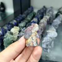Vente en gros : Figurine d'éléphant volant en cristal naturel brut, mini-statue d'éléphant en pierres précieuses mélangées, cristal de guérison, Feng Shui