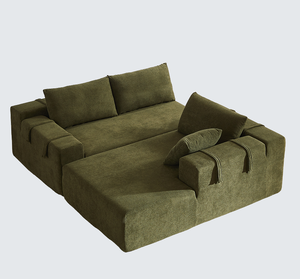 โซฟาหุ้มผ้าเชนิลล์ โซฟาขนาดใหญ่พิเศษ นุ่มสบาย 3 ที่นั่ง พร้อมเบาะรองนั่งสองชั้น สำหรับห้องนั่งเล่น - Product Image 3