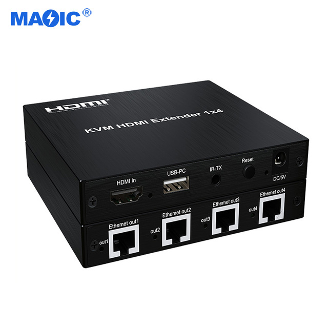New Arrival KVM HDMI Extender 1x4 1 in 4 Out 1080p Ethernet Extender Support USB, Keyboard with Switcher for 150m 200m 300m