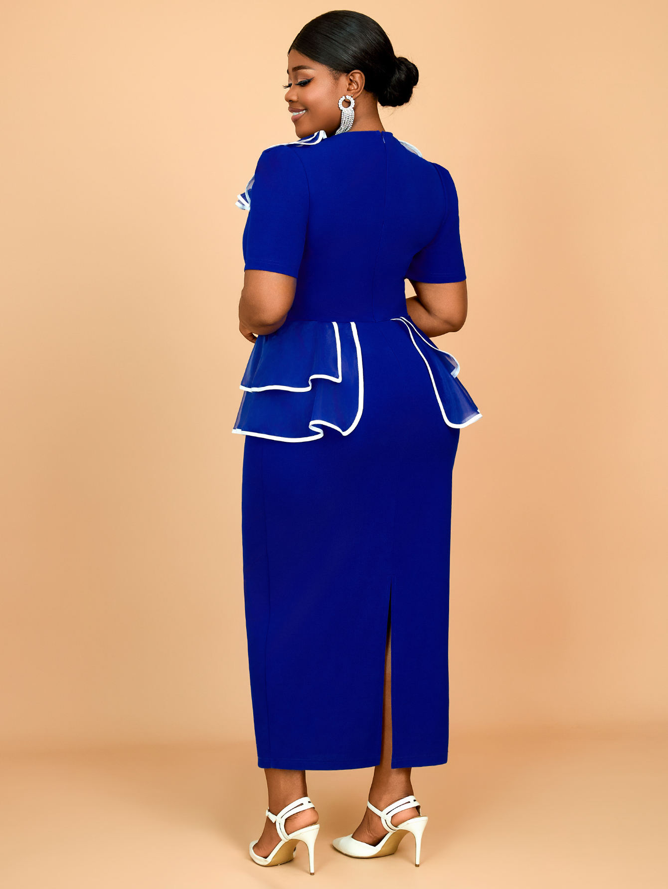 royal blue and white formal dress women