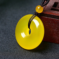 Vente chaude Couple Collier Jade Pendentif Bijoux Naturel Brésilien Agate Calcédoine Paix Pendentif Collier Cadeaux pour Femmes Hommes