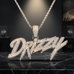 <b>Iced</b> <b>Out</b> Moissanite Letter Pendant Rhodium Plated 925 Silver <b>Chain</b> Unisex Hiphop Pendant Everyday Wear Charm - Product Image 4
