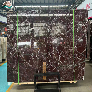 Dalles de marbre de luxe Rosso Levanto polies, rouge bordeaux avec veines blanches, pour murs d'accentuation haut de gamme et revêtements de sol décoratifs - Product Image 1