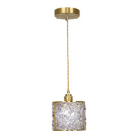 Lustre LED en cristal français tout en cuivre doré 50 cm, luminaire moderne et minimaliste pour couloir, entrée, escalier, hall, balcon