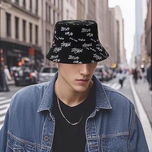 Casquettes de pêcheur en coton brodées avec logo personnalisé réversible, impression intégrale, avec étiquette de marque privée - Product Image 3