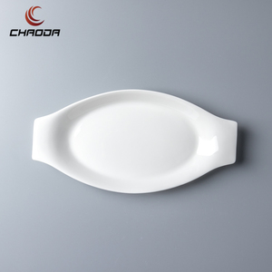 8/10/12 Inch Boat Shaped Sushi <strong>Trays</strong> White Ceramic Oval Dinner Fish Plate Durable <strong>Dessert</strong> Snack Plate for Restaurants - Product Image 5