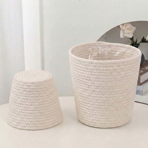 Panier de jardinage tressé nordique avec doublure en plastique, couvercle de <span class=keywords><strong>pot</strong></span> de fleurs en corde de coton étanche pour plantes d'intérieur et rangement du linge - Product Image 4