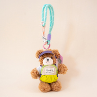 Porte-clés ours en peluche mignon avec 6 styles vibrants, texture douce, idéal pour la décoration de sacs et comme un joli petit cadeau.