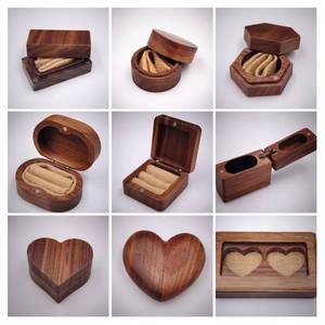 Luxury Handmade Custom Wooden Jewlery <b>Box</b> Vintage Small Double <b>Ring</b> <b>Box</b> Walnut Wooden Wedding <b>Ring</b> <b>Box</b> - Product Image 2