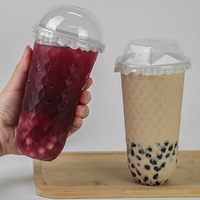 Nouvel Arrivage Gobelets à Parois Ondulées en PP jetables, transparents, résistants à la chaleur, en forme de diamant, avec logo personnalisé, en forme de U, 500ml/700ml, diamètre 90mm