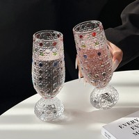 Mug à café, bière ou jus sans pied et sans couvercle en verre à fond épais, peint à la main, style luxe abordable