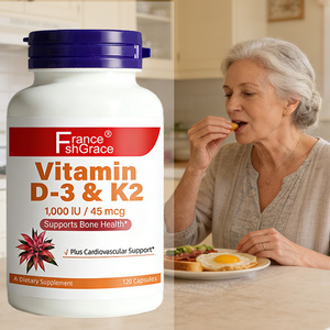 Fabricant de compléments alimentaires en gros de vitamine D3 et K2, soutien à la santé osseuse, 120 capsules de vitamine D3 et K2 - Product Image 1