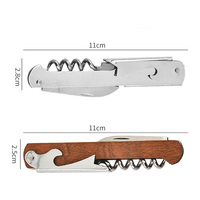 Ouvre-bouteille en bois personnalisable 4-en-1 : tire-bouchon multifonction pour bouteilles de vin et ouvre-boîte en bois