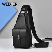 Sac de poitrine tendance en cuir PU, imperméable, léger, vintage, multi-poches, avec fermeture éclair et bandoulière réglable – Vente chaude