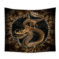 Tapisserie Totem Dragon Chinois, Décoration Murale Château de Dessin Animé, Mandala Tissé pour Décoration Intérieure, Tapis de Chambre, Couvre-lit, Tapis de Plage, Tapis Art
