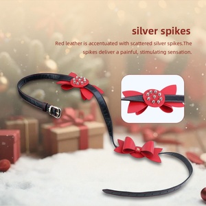 Christmas <b>Gift</b> Metal Spike Chest Nipples Massager PU Leather Breast Bondage Cover Fetish <b>Bow</b> Breast Binder Sex Toy for Women Men - Product Image 2
