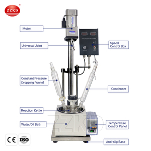 Reactor de Vidrio de 1L, Reactor de Vidrio de Una Sola Capa con Agitación para Síntesis Química de Laboratorio - Product Image 5