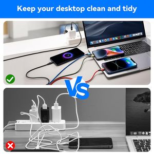 สายชาร์จหลายหัว, แพ็คคู่ 6 ฟุต, สายชาร์จ USB แบบ 6 in 1, ชาร์จเร็ว รองรับพอร์ต IP/Type C/Micro USB สำหรับ<span class=keywords><strong>โทรศัพท์</strong></span>มือถือ - Product Image 6