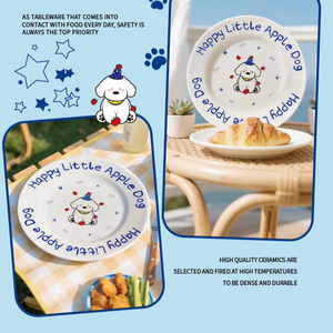 Hàn Quốc Ins phong cách Pháp chữ viết tay phông chữ nổi thân thiện với môi phim hoạt hình Puppy sứ tấm ăn sáng món tráng miệng tấm cho trẻ em - Product Image 3