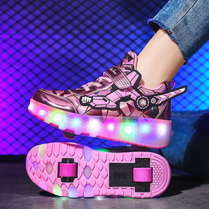 Heely Shoes Double Wheel Flashing Roller Skates For Kids Pink Color With Led Lights - Product Image 1