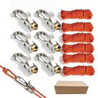 Lot de 6 ajusteurs de corde en paracorde avec tendeur à rouleau, robustes pour le camping, les bâches, les lignes d'ancrage, la navigation de plaisance et l'équipement de plein air